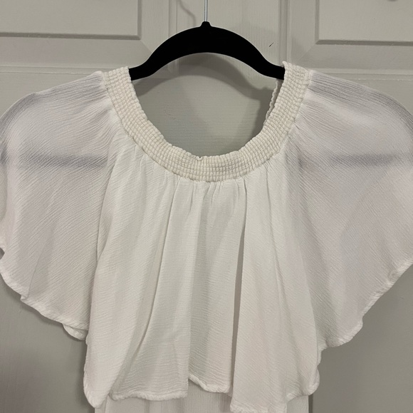 White Show Me Your Mumu Short Sleeve Flutter Blouse size Medium - Picture 4 of 9